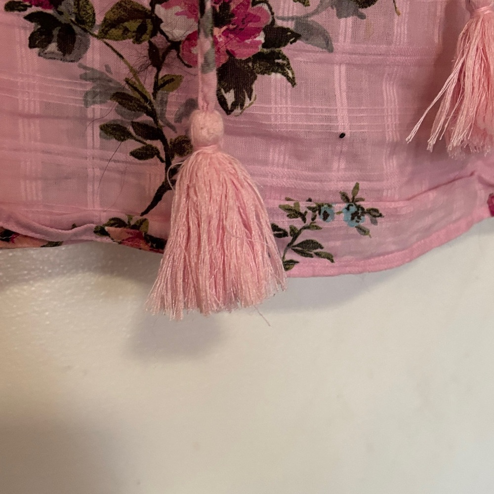 Chic Floral Lace-Trimmed Blouse in Pink - Picture 3 of 7